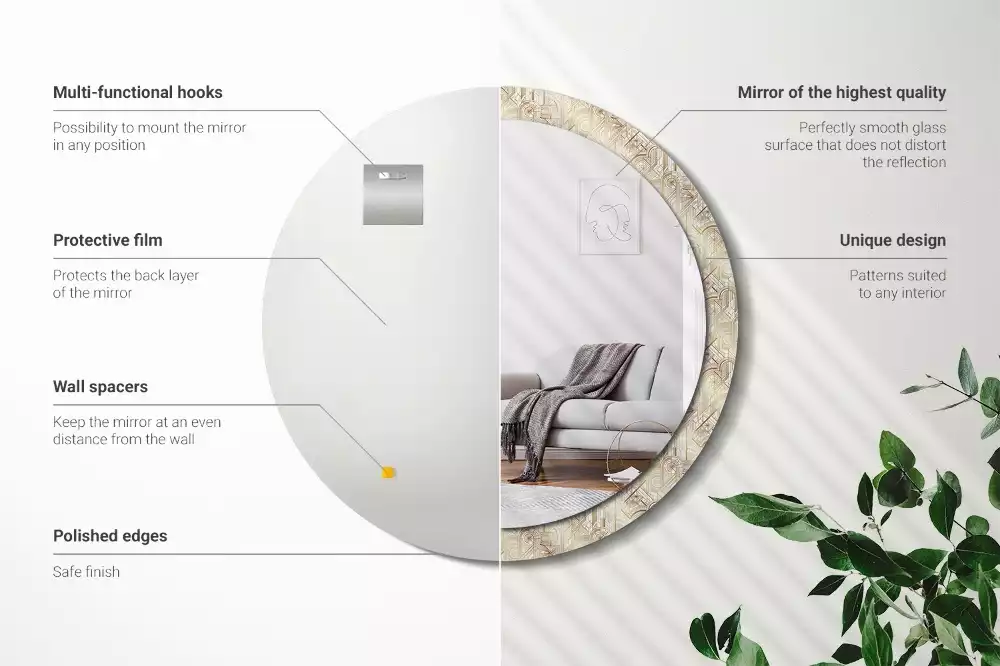 Espejo redondo impreso Composición art déco