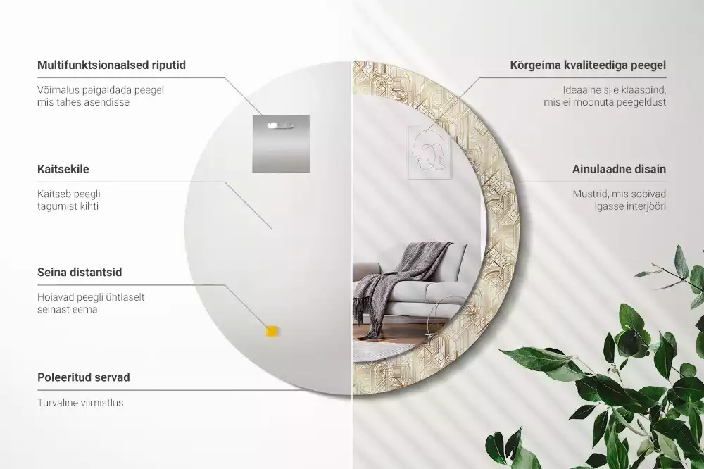 Espejo redondo impreso Composición art déco