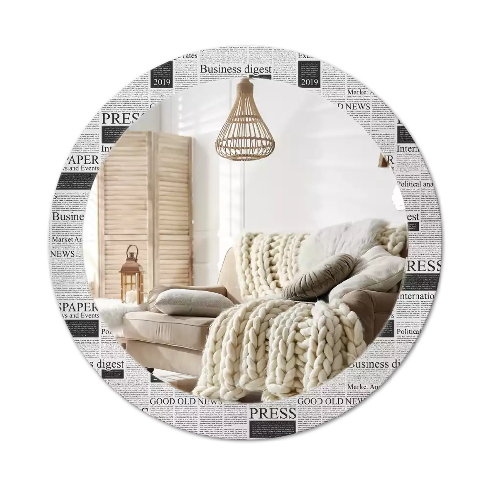 Espejo redondo impreso Periódicos