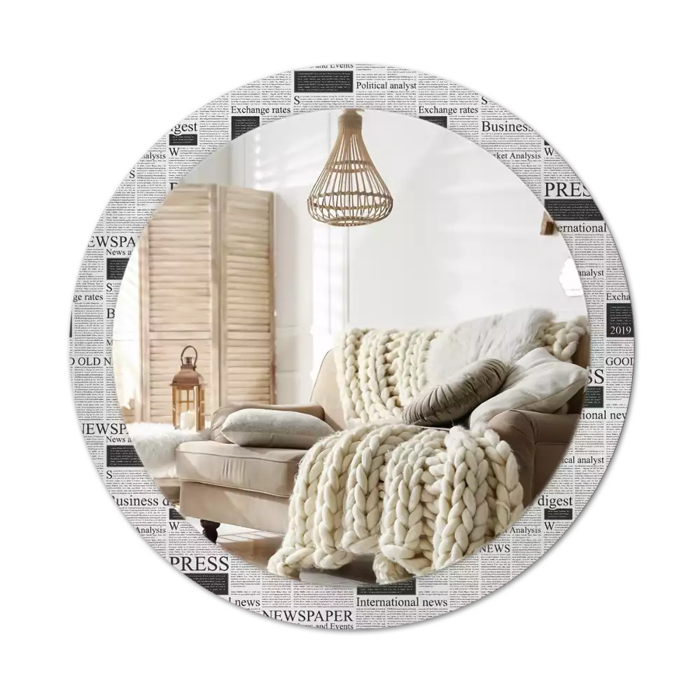 Espejo redondo impreso Periódicos