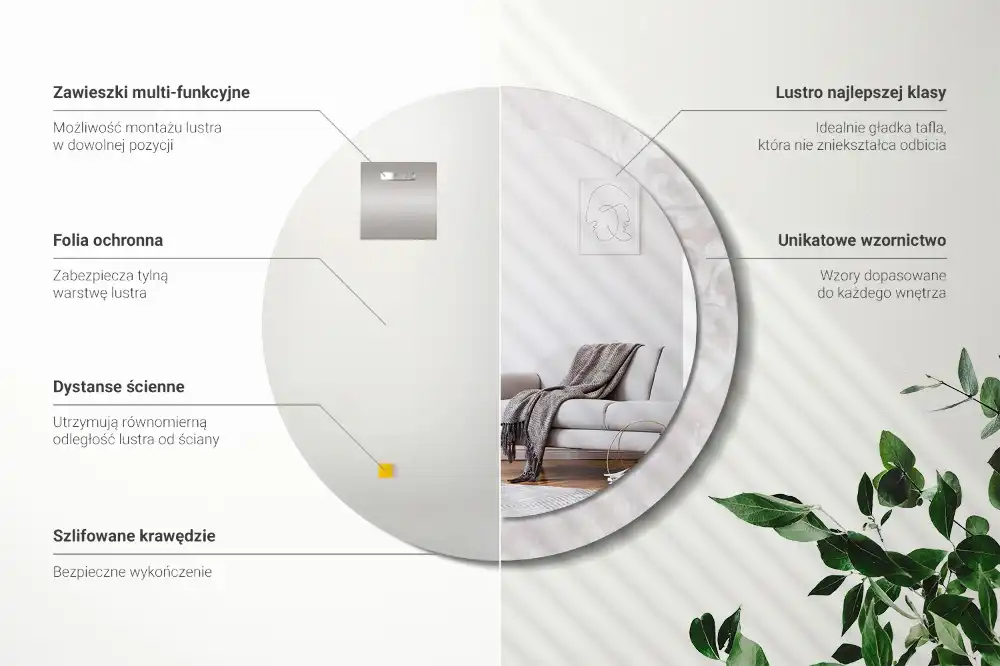 Espejo redondo con decoración Textura rococó