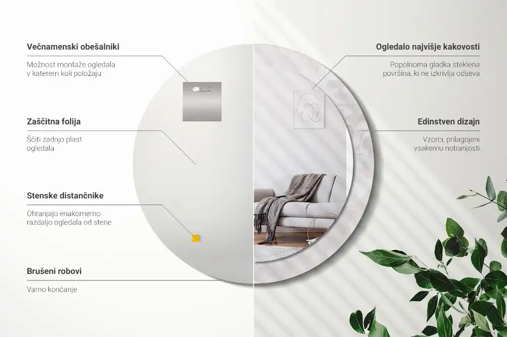 Espejo redondo con decoración Textura rococó