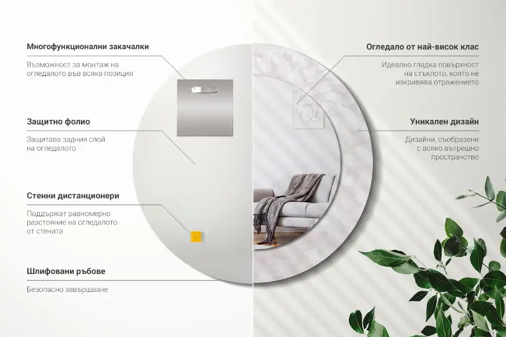 Espejo redondo con decoración Textura rococó