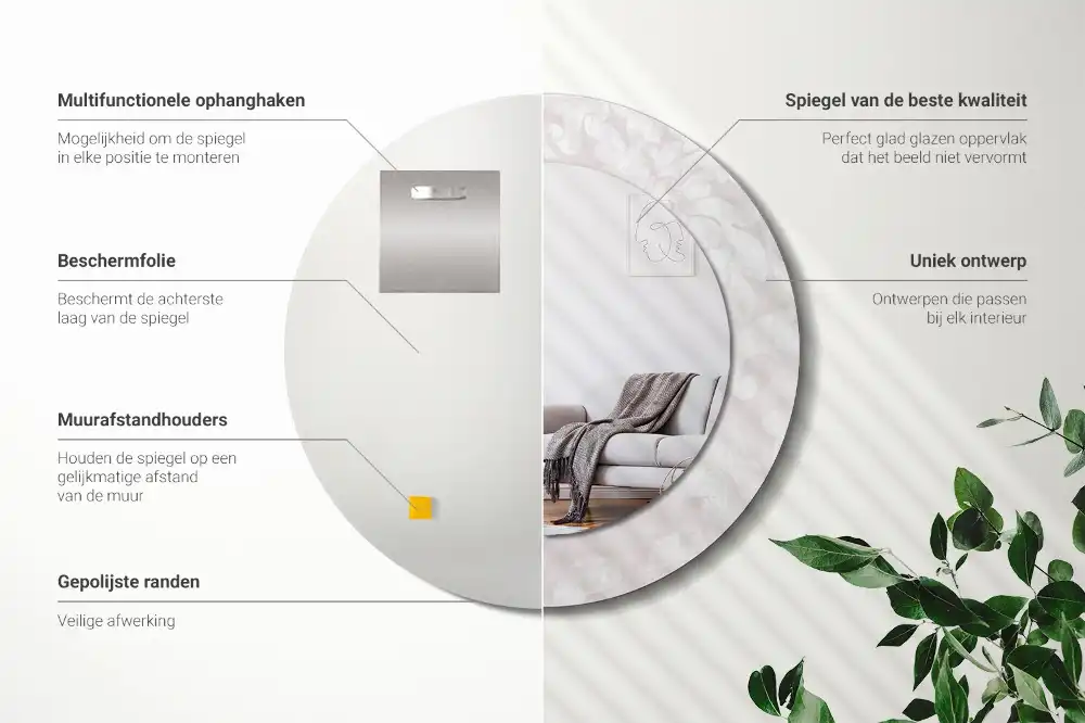 Espejo redondo con decoración Textura rococó