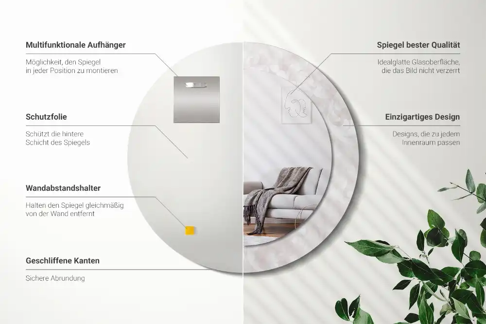 Espejo redondo con decoración Textura rococó