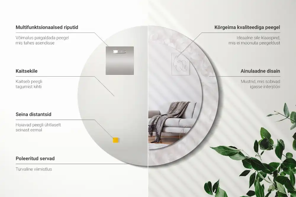 Espejo redondo con decoración Textura rococó