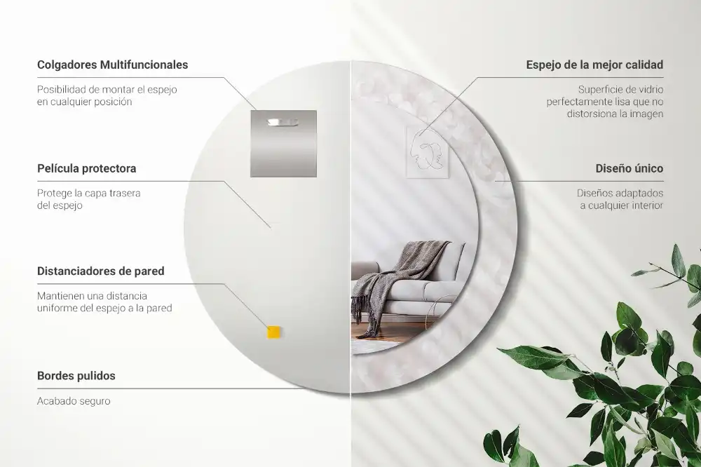 Espejo redondo con decoración Textura rococó