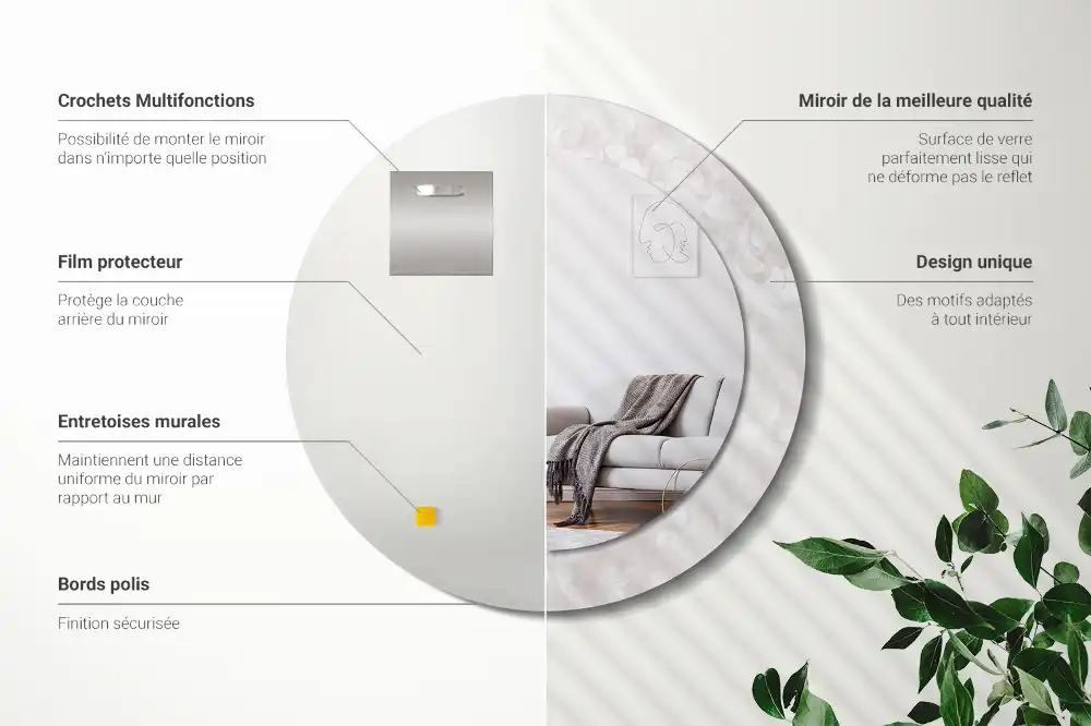 Espejo redondo con decoración Textura rococó