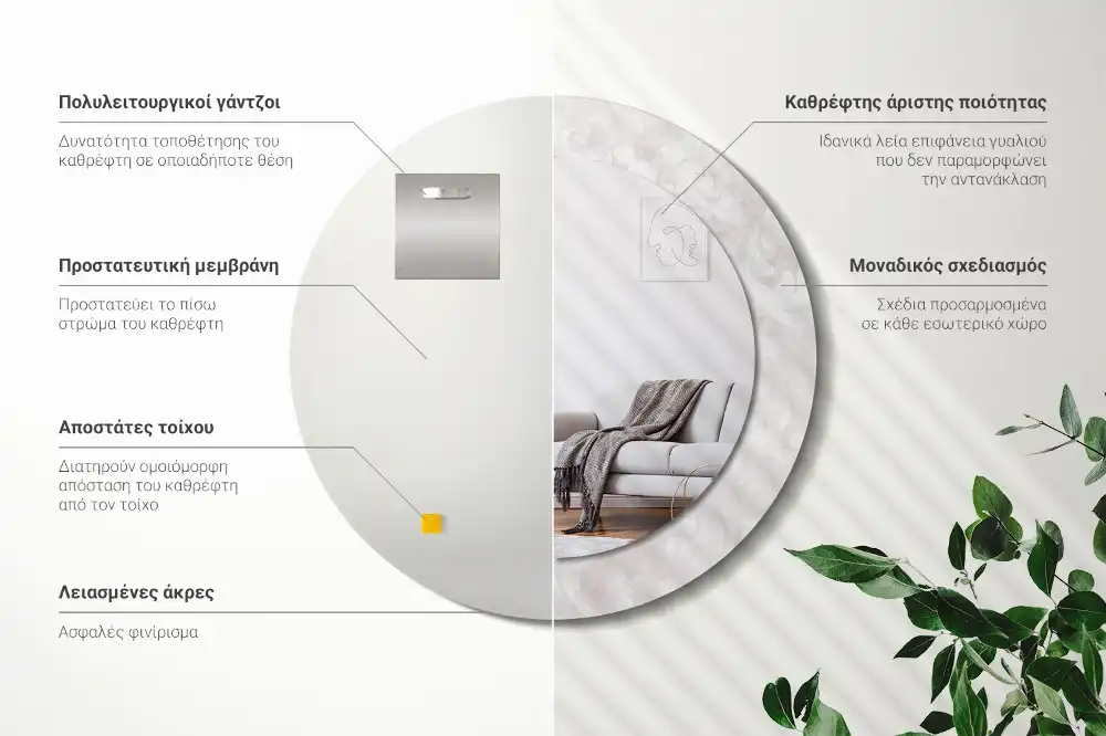 Espejo redondo con decoración Textura rococó