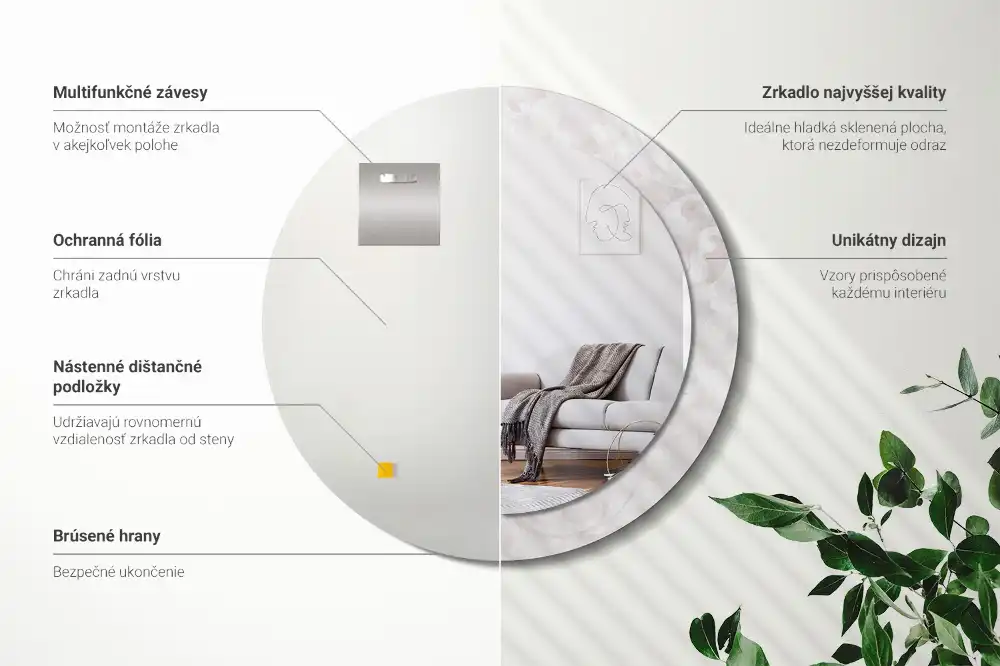 Espejo redondo con decoración Textura rococó