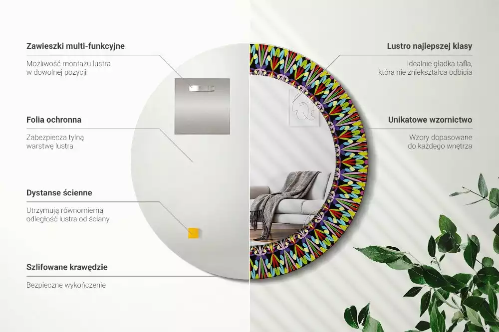 Espejo redondo con decoración Patrón de mandala