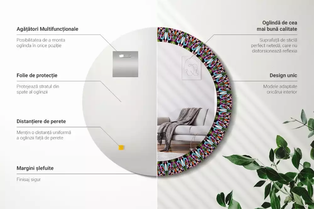 Espejo redondo con decoración Patrón de mandala