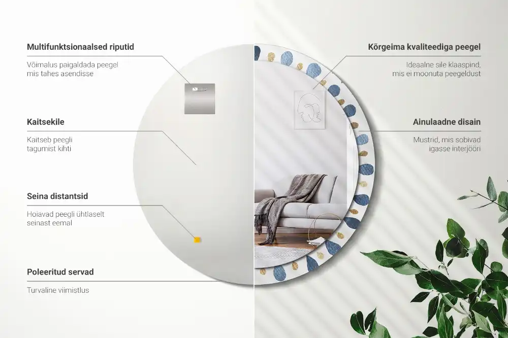 Espejo redondo impreso Mandala lunar