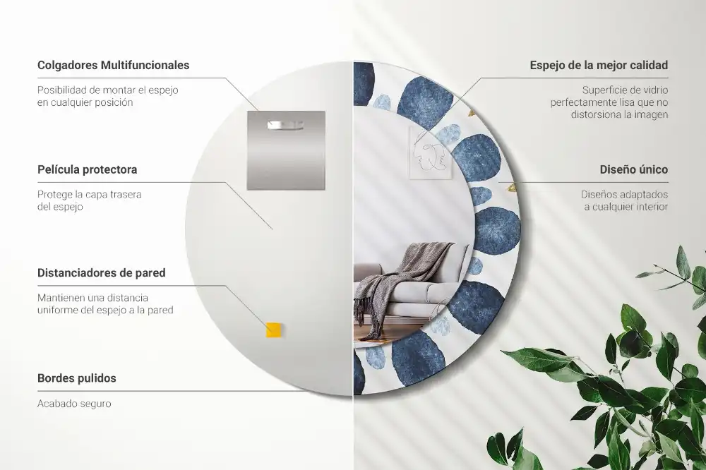 Espejo redondo impreso Mandala lunar