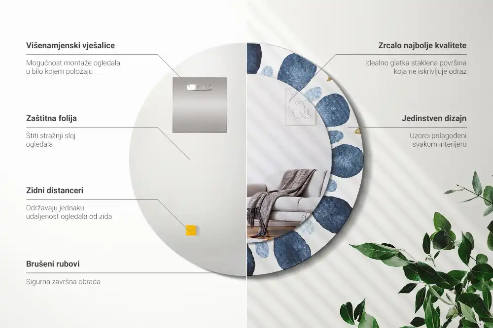 Espejo redondo impreso Mandala lunar