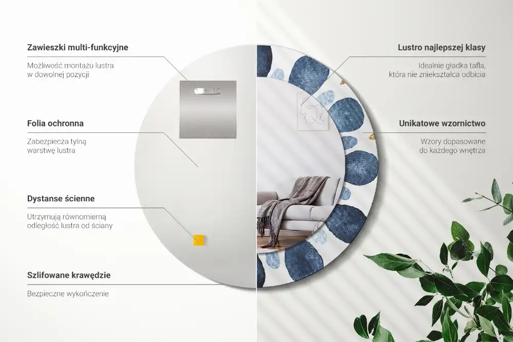 Espejo redondo impreso Mandala lunar