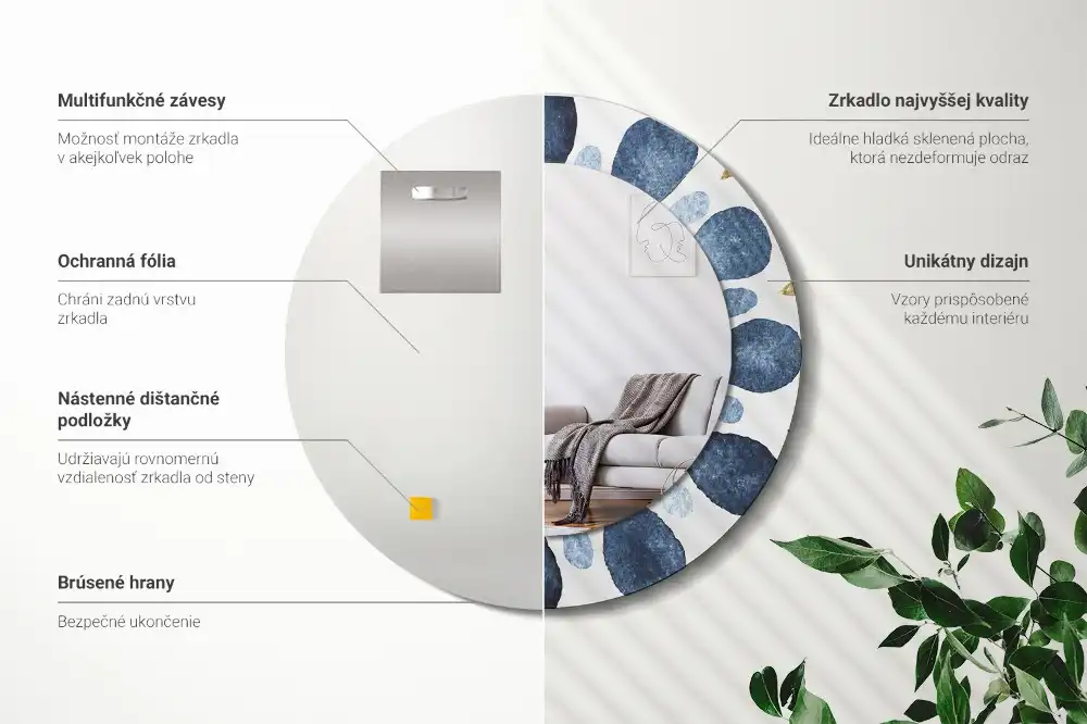 Espejo redondo impreso Mandala lunar