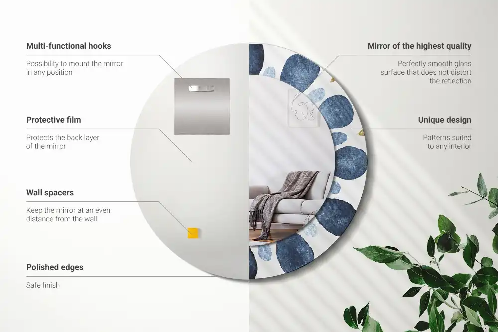 Espejo redondo impreso Mandala lunar