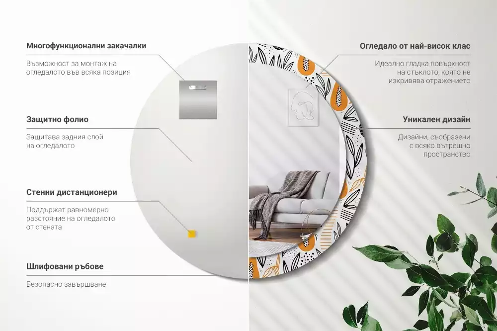 Espejo redondo con decoración Papayas