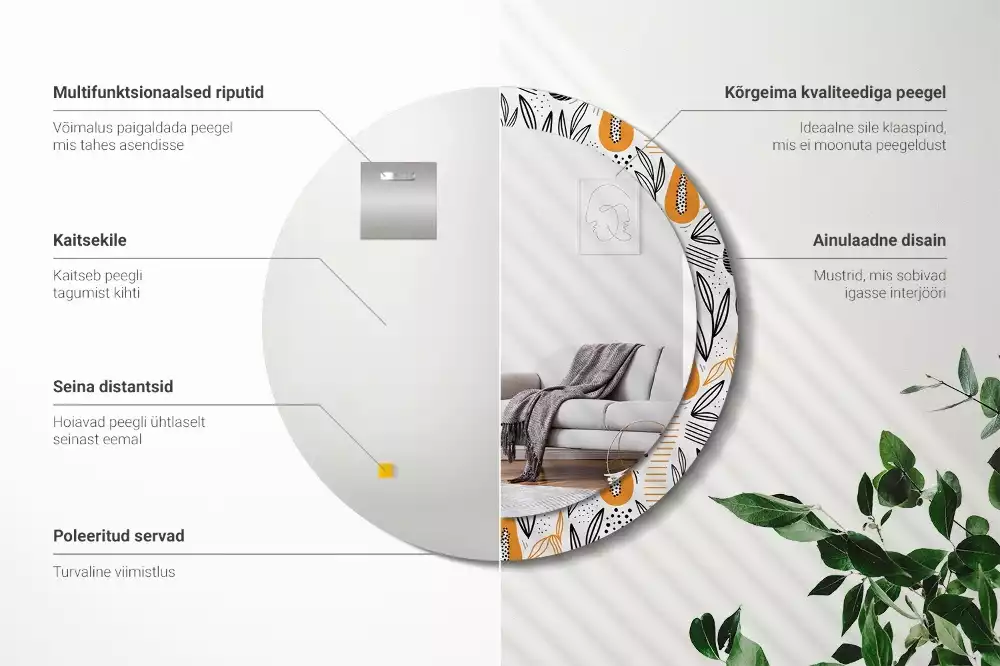 Espejo redondo con decoración Papayas