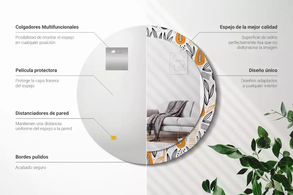 Espejo redondo con decoración Papayas