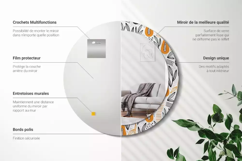 Espejo redondo con decoración Papayas