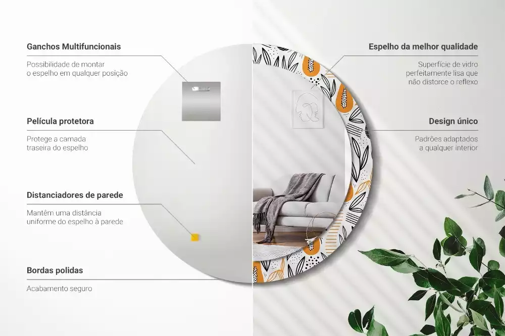 Espejo redondo con decoración Papayas