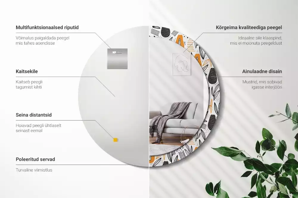 Espejo redondo con decoración Papayas