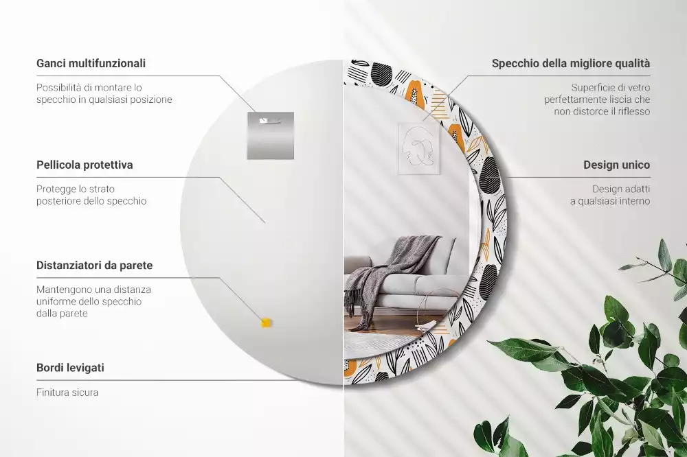 Espejo redondo con decoración Papayas