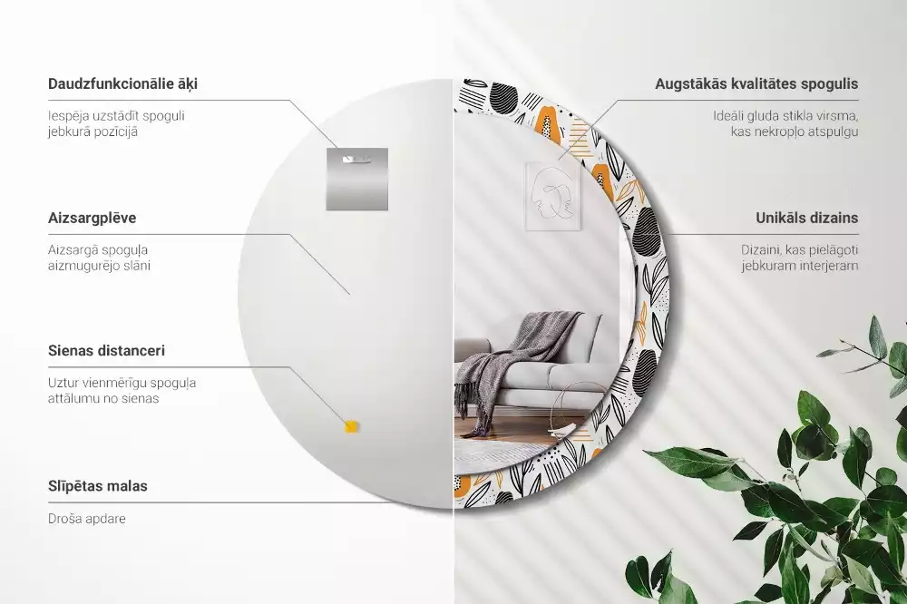 Espejo redondo con decoración Papayas