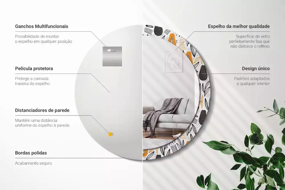 Espejo redondo con decoración Papayas