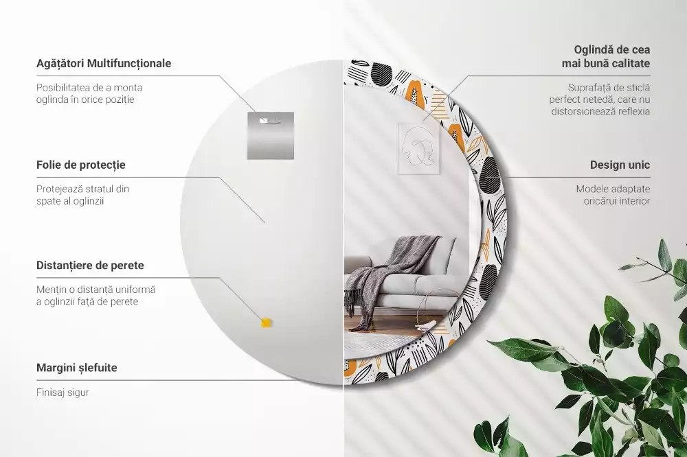 Espejo redondo con decoración Papayas