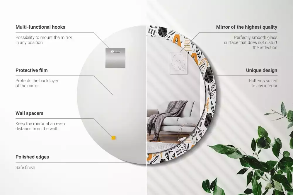 Espejo redondo con decoración Papayas