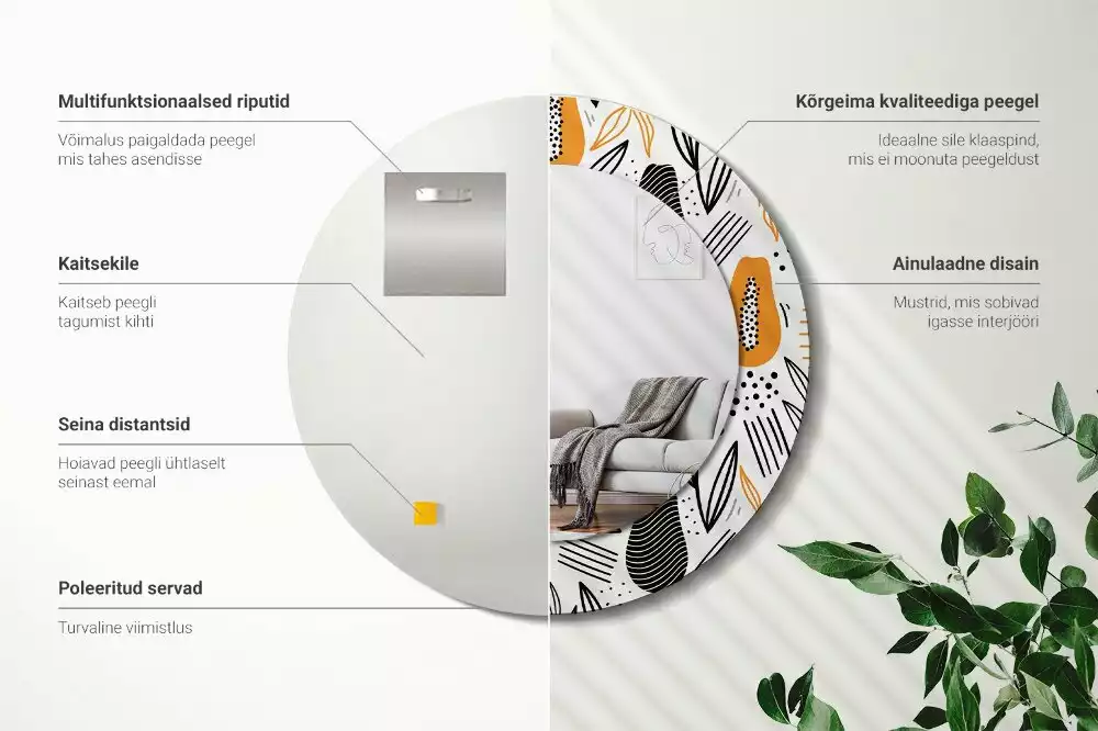 Espejo redondo con decoración Papayas