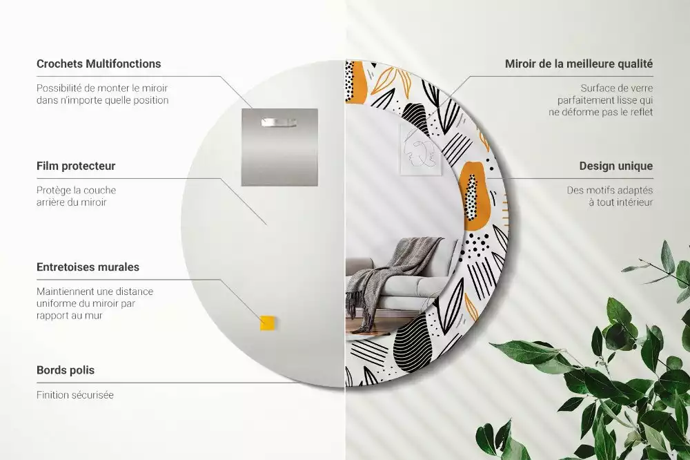 Espejo redondo con decoración Papayas