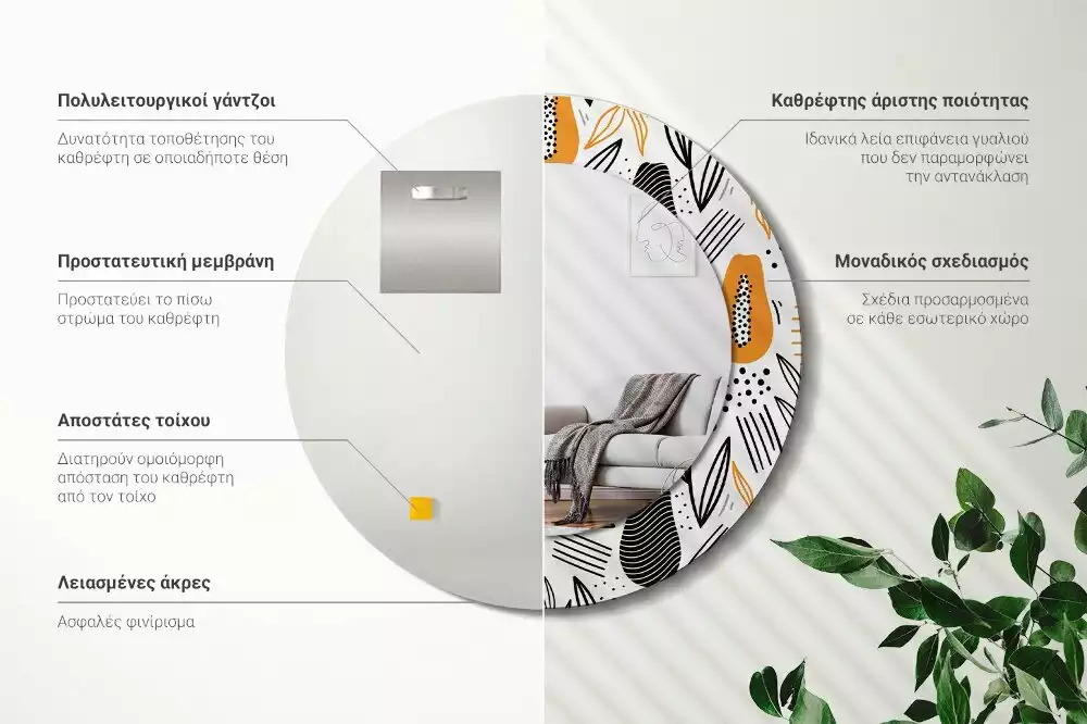 Espejo redondo con decoración Papayas