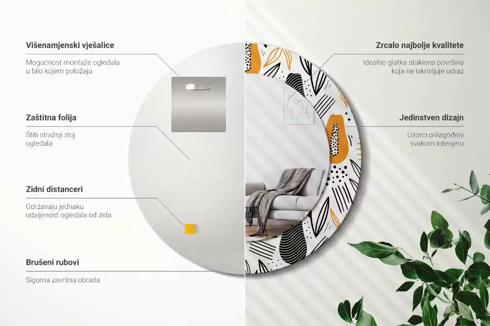 Espejo redondo con decoración Papayas