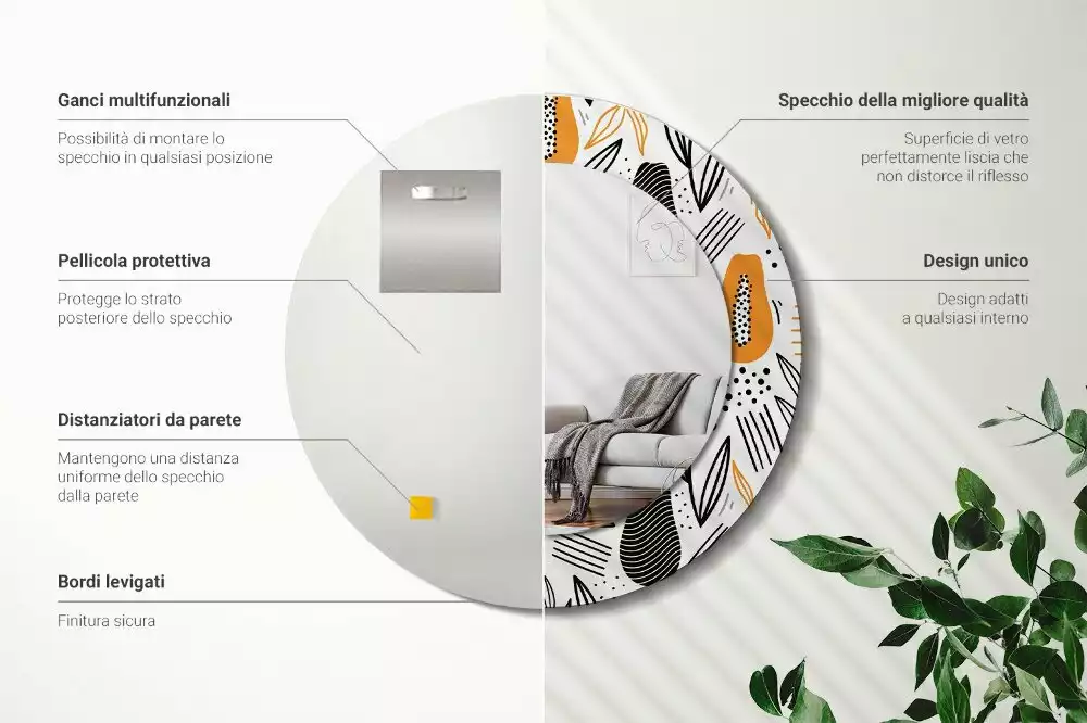 Espejo redondo con decoración Papayas