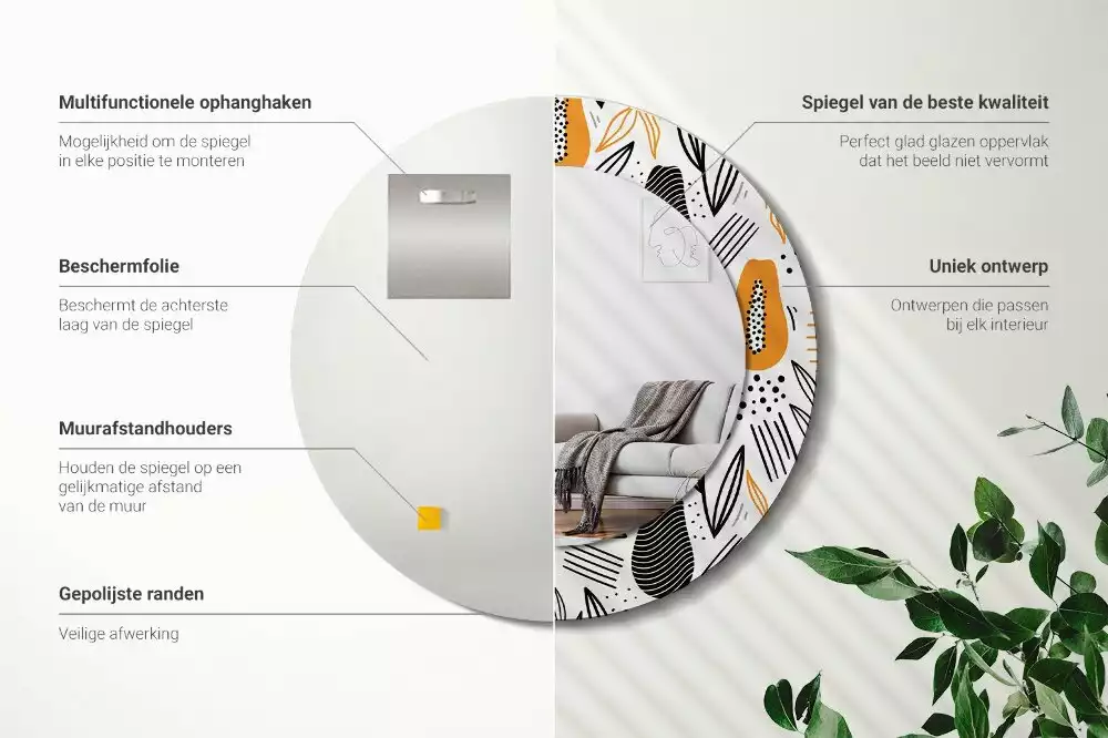 Espejo redondo con decoración Papayas