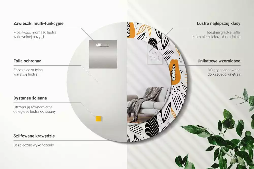 Espejo redondo con decoración Papayas