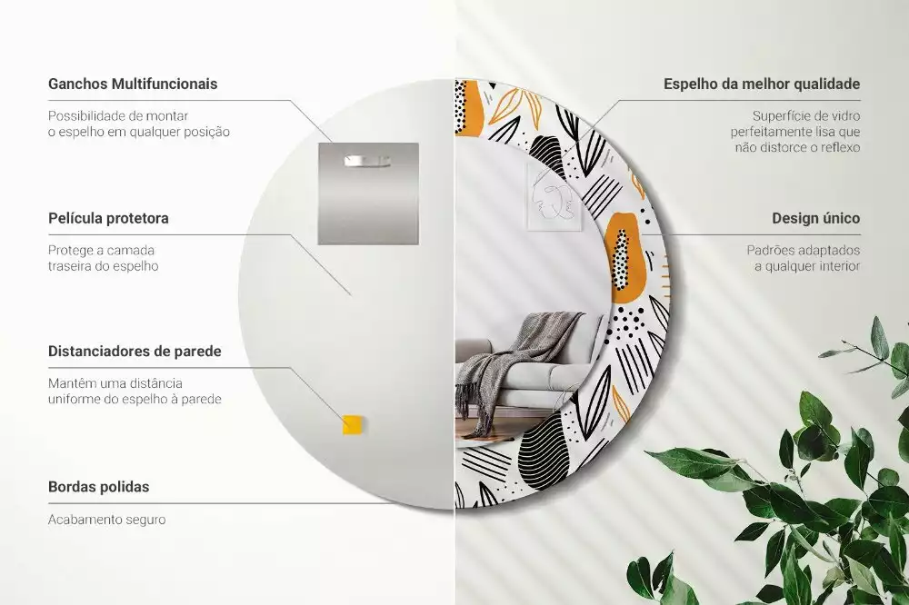Espejo redondo con decoración Papayas