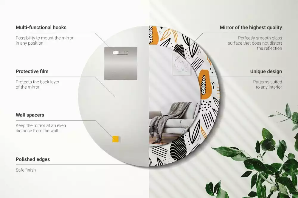 Espejo redondo con decoración Papayas