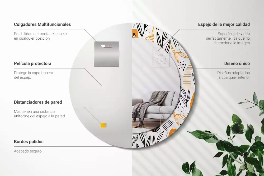 Espejo redondo con decoración Papayas