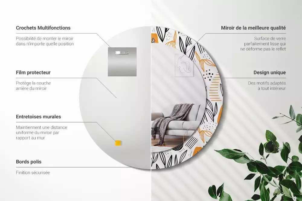 Espejo redondo con decoración Papayas