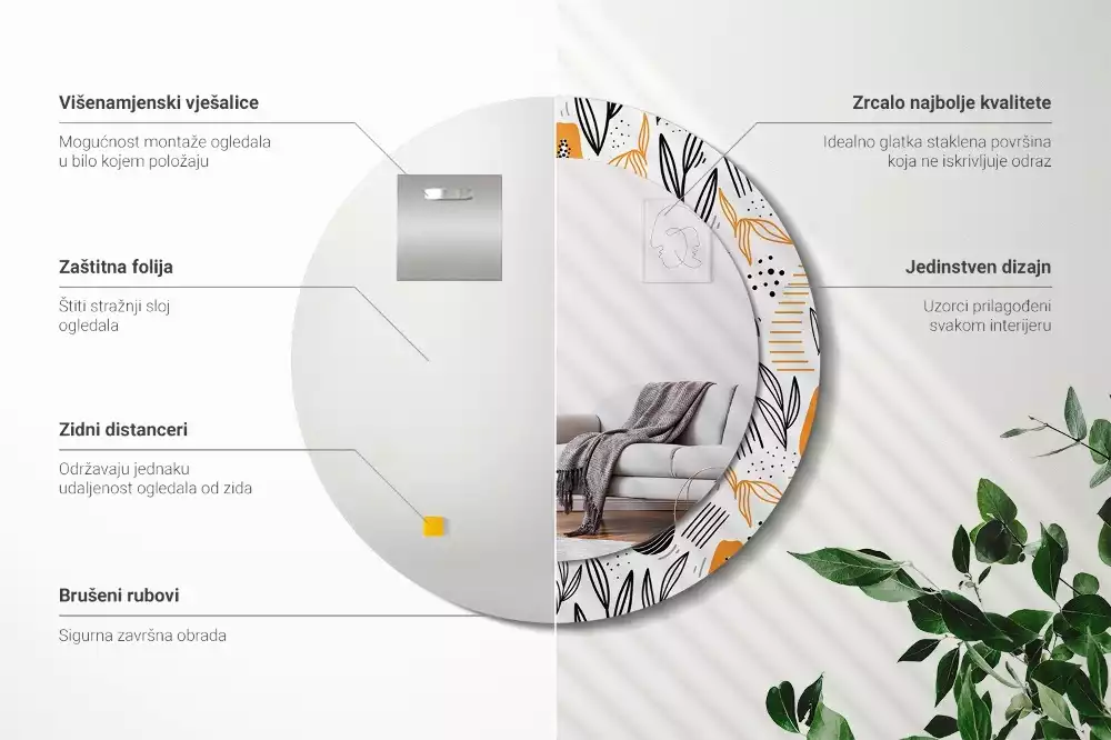 Espejo redondo con decoración Papayas