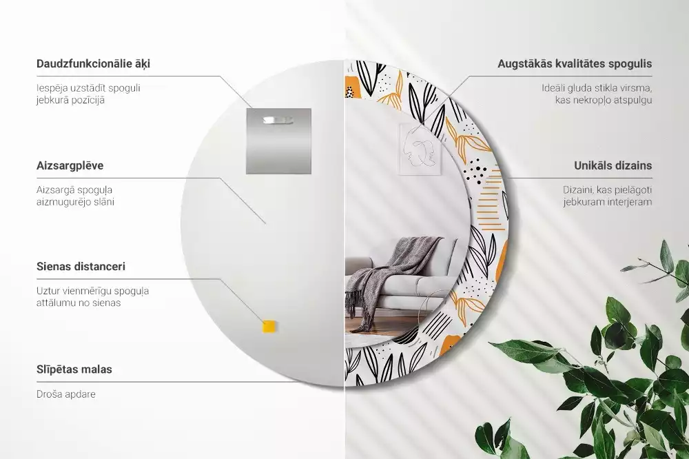 Espejo redondo con decoración Papayas