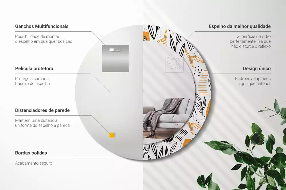 Espejo redondo con decoración Papayas