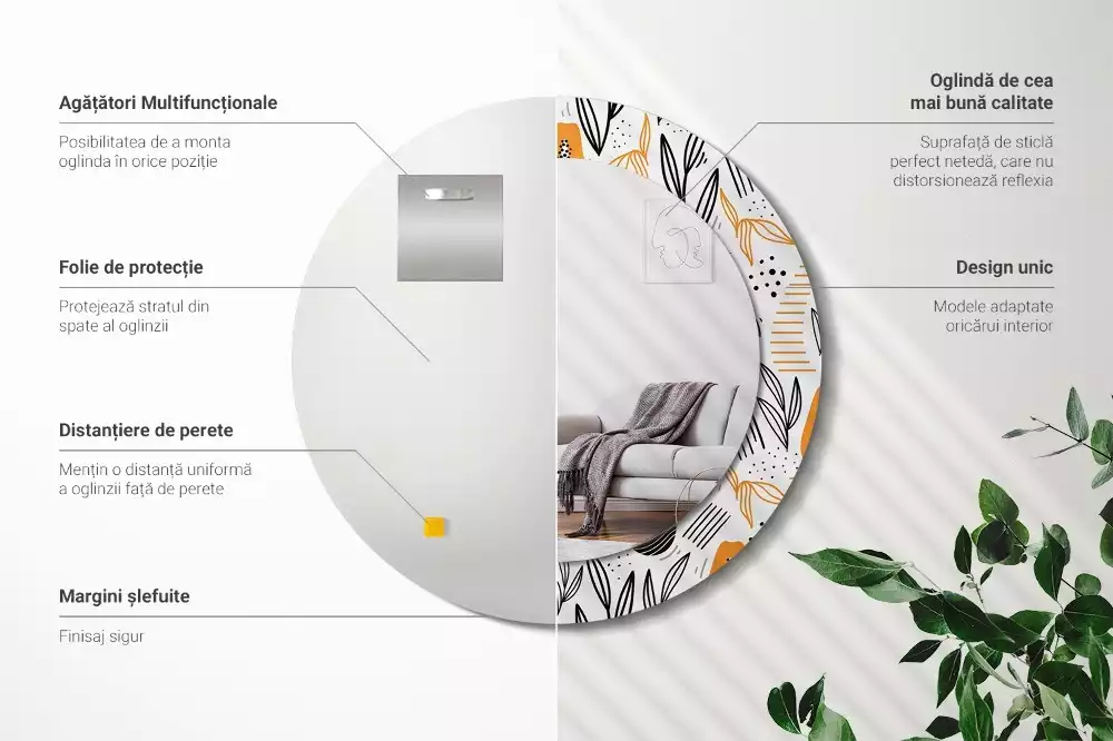 Espejo redondo con decoración Papayas