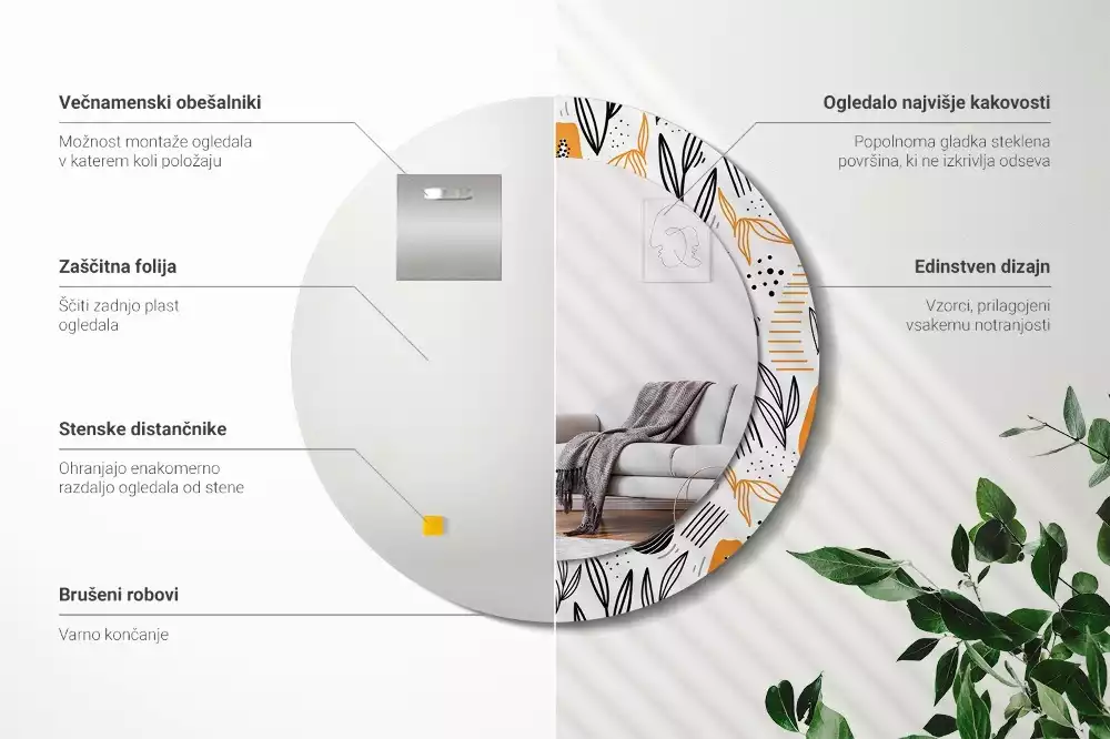 Espejo redondo con decoración Papayas