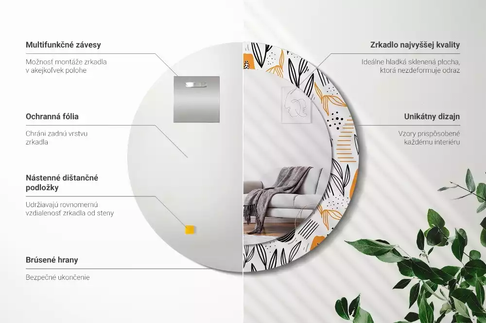 Espejo redondo con decoración Papayas